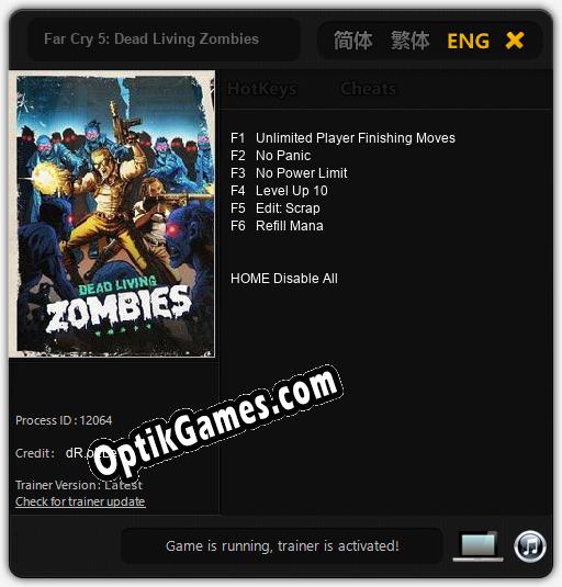 Trainer for Far Cry 5: Dead Living Zombies [v1.0.6]