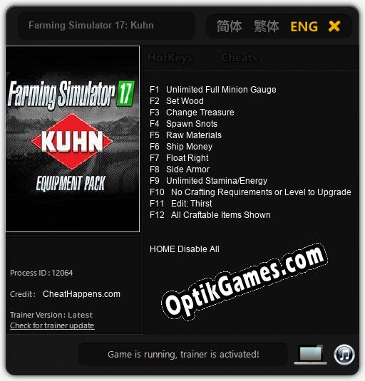 Farming Simulator 17: Kuhn: Trainer +12 [v1.1]