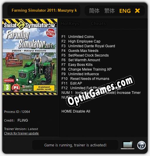Farming Simulator 2011: Maszyny klasyczne: TRAINER AND CHEATS (V1.0.24)