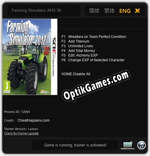 Farming Simulator 2012 3D: TRAINER AND CHEATS (V1.0.89)