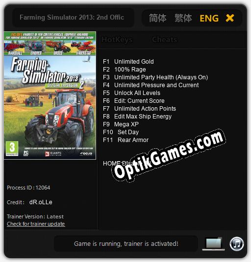 Farming Simulator 2013: 2nd Official Add-On: Trainer +11 [v1.5]