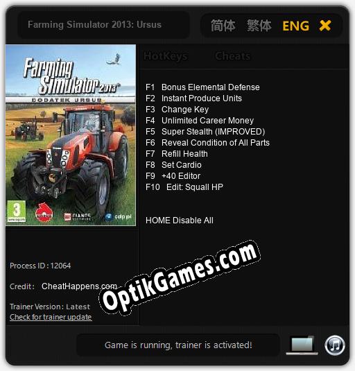 Farming Simulator 2013: Ursus: Trainer +10 [v1.1]