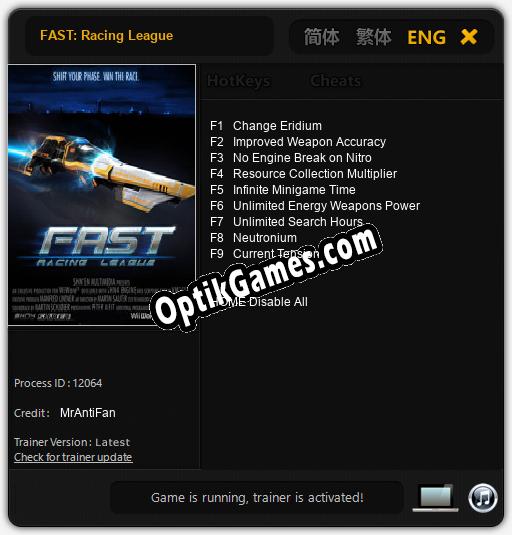 FAST: Racing League: TRAINER AND CHEATS (V1.0.86)
