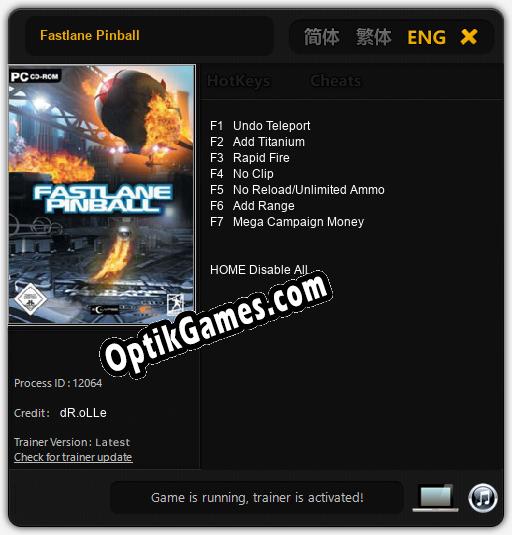 Fastlane Pinball: TRAINER AND CHEATS (V1.0.36)