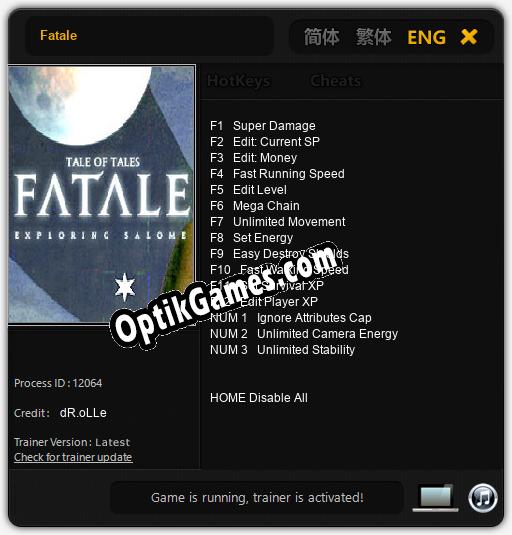 Fatale: Cheats, Trainer +15 [dR.oLLe]