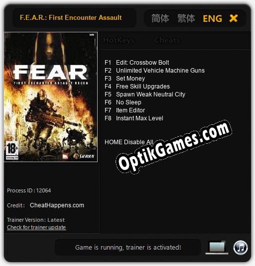 F.E.A.R.: First Encounter Assault Recon: TRAINER AND CHEATS (V1.0.37)