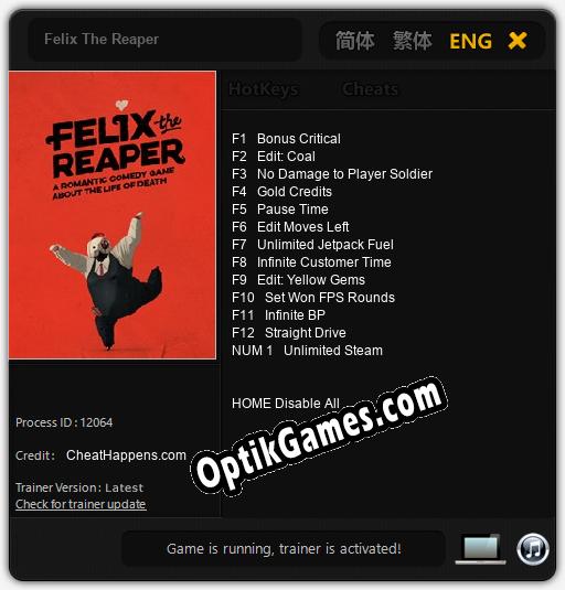 Trainer for Felix The Reaper [v1.0.9]