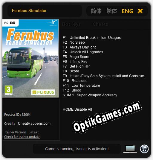 Fernbus Simulator: TRAINER AND CHEATS (V1.0.68)