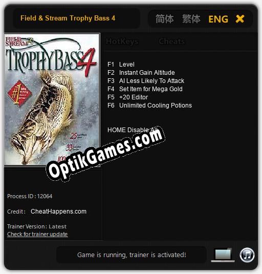 Field & Stream Trophy Bass 4: TRAINER AND CHEATS (V1.0.40)