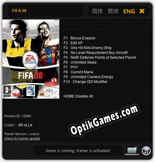 FIFA 08: Cheats, Trainer +10 [dR.oLLe]
