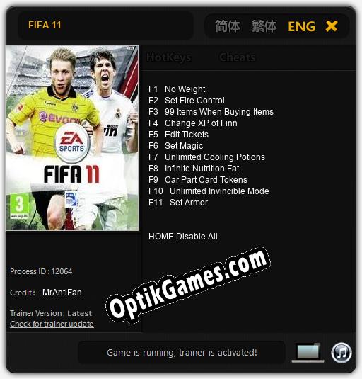 FIFA 11: TRAINER AND CHEATS (V1.0.90)