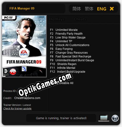 FIFA Manager 09: Cheats, Trainer +12 [CheatHappens.com]