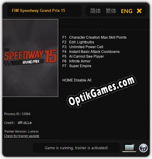 Trainer for FIM Speedway Grand Prix 15 [v1.0.8]