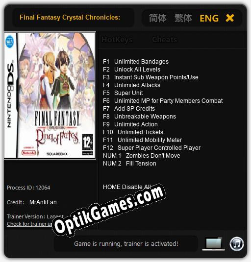 Final Fantasy Crystal Chronicles: Ring of Fates: Cheats, Trainer +14 [MrAntiFan]