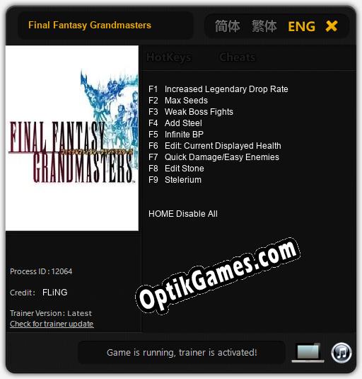 Final Fantasy Grandmasters: Trainer +9 [v1.3]