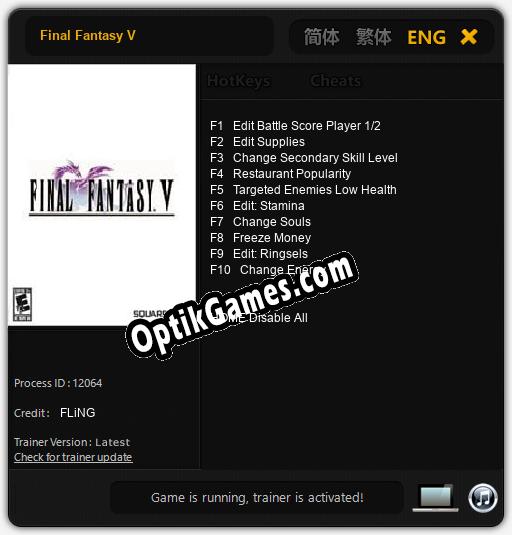 Trainer for Final Fantasy V [v1.0.2]