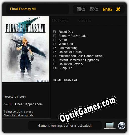 Final Fantasy VII: Trainer +10 [v1.2]