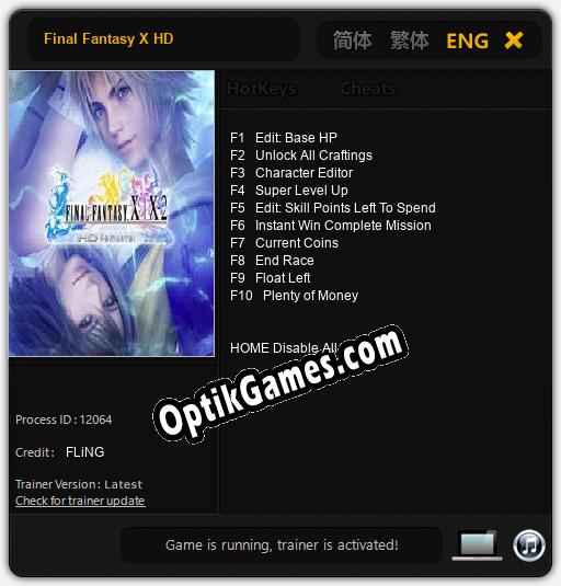 Final Fantasy X HD: Cheats, Trainer +10 [FLiNG]