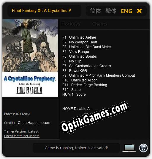 Final Fantasy XI: A Crystalline Prophecy Ode of Life Bestowing: Cheats, Trainer +13 [CheatHappens.com]