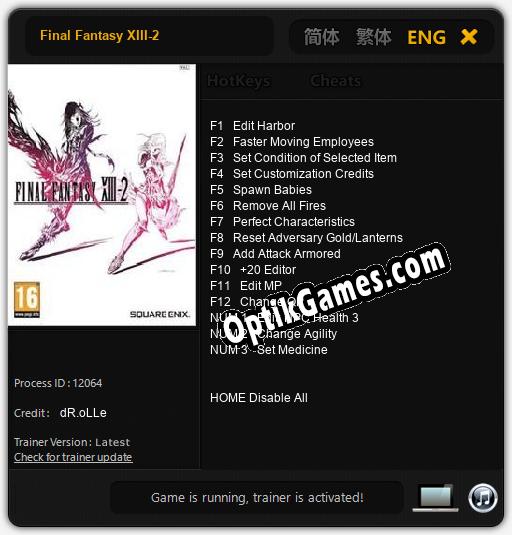 Trainer for Final Fantasy XIII-2 [v1.0.5]