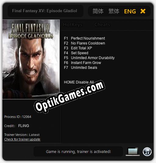 Final Fantasy XV: Episode Gladiolus: Cheats, Trainer +7 [FLiNG]