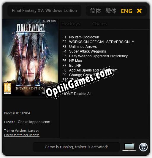 Final Fantasy XV: Windows Edition: TRAINER AND CHEATS (V1.0.78)