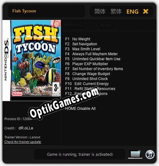 Fish Tycoon: Trainer +12 [v1.1]