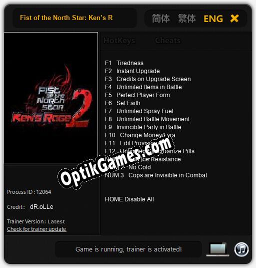 Trainer for Fist of the North Star: KenвЂ™s Rage 2 [v1.0.6]