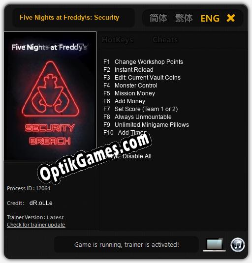 Five Nights at Freddys: Security Breach: Cheats, Trainer +10 [dR.oLLe]