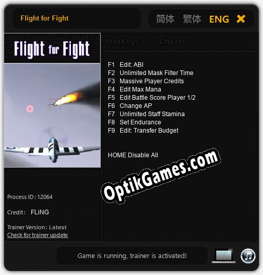 Flight for Fight: Cheats, Trainer +9 [FLiNG]