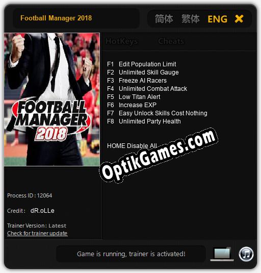Football Manager 2018: Cheats, Trainer +8 [dR.oLLe]