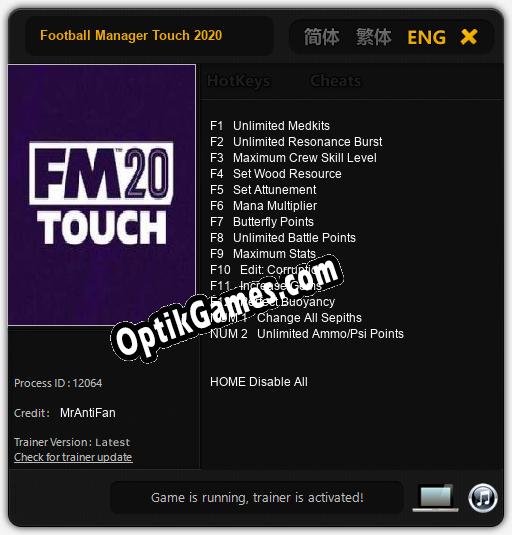 Trainer for Football Manager Touch 2020 [v1.0.2]