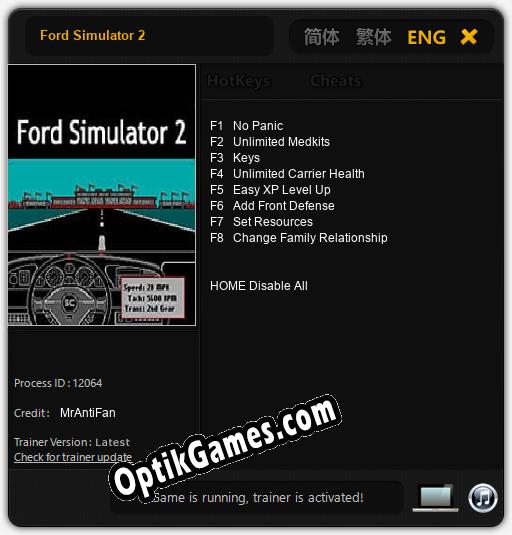 Ford Simulator 2: Trainer +8 [v1.7]