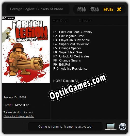 Foreign Legion: Buckets of Blood: Trainer +10 [v1.1]