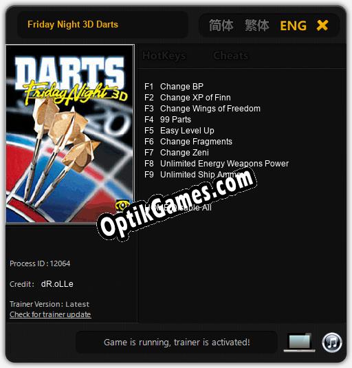 Trainer for Friday Night 3D Darts [v1.0.9]