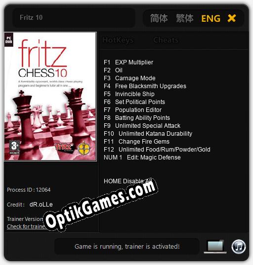 Fritz 10: Cheats, Trainer +13 [dR.oLLe]