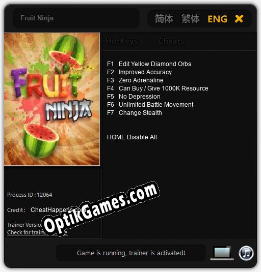 Fruit Ninja: TRAINER AND CHEATS (V1.0.99)
