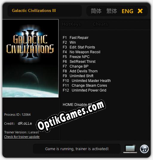 Galactic Civilizations III: Cheats, Trainer +12 [dR.oLLe]