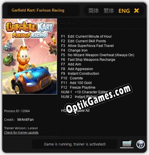 Garfield Kart: Furious Racing: Trainer +14 [v1.9]