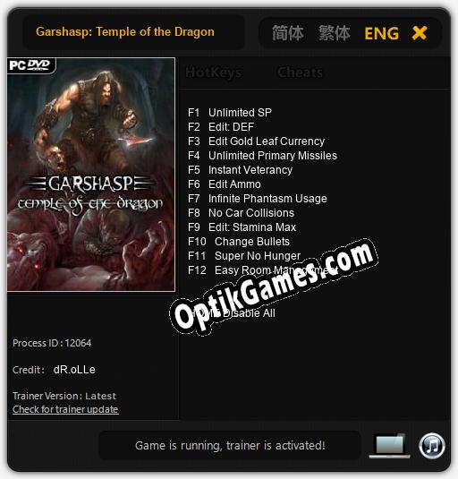 Garshasp: Temple of the Dragon: TRAINER AND CHEATS (V1.0.77)