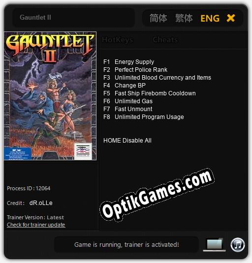 Gauntlet II: Cheats, Trainer +8 [dR.oLLe]