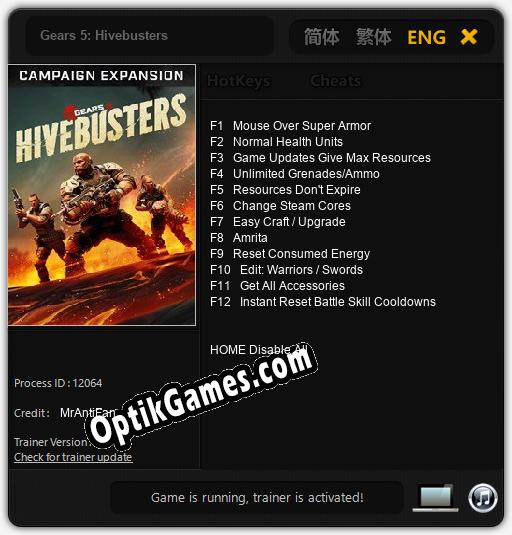 Trainer for Gears 5: Hivebusters [v1.0.4]