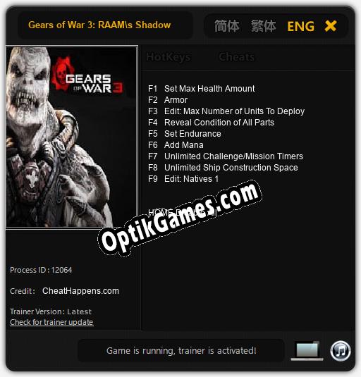 Gears of War 3: RAAMs Shadow: Cheats, Trainer +9 [CheatHappens.com]