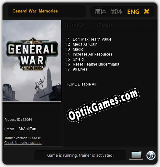 Trainer for General War: Memories [v1.0.1]