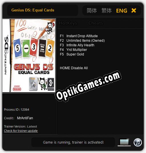 Genius DS: Equal Cards: Cheats, Trainer +5 [MrAntiFan]