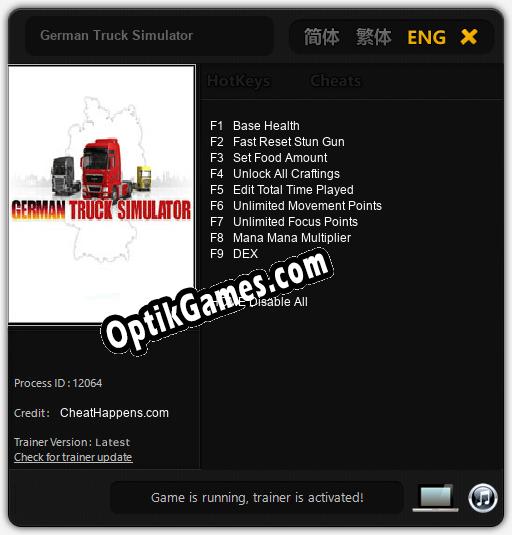 German Truck Simulator: TRAINER AND CHEATS (V1.0.16)