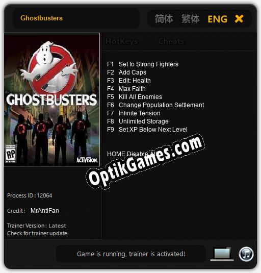 Ghostbusters: TRAINER AND CHEATS (V1.0.1)