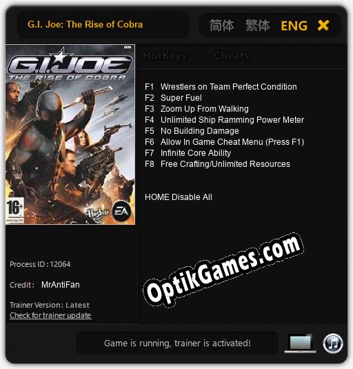 Trainer for G.I. Joe: The Rise of Cobra [v1.0.1]