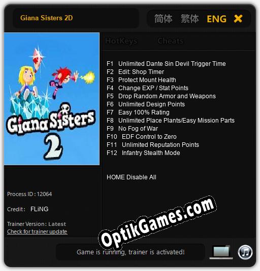 Giana Sisters 2D: Trainer +12 [v1.6]