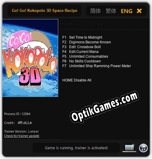 Go! Go! Kokopolo 3D Space Recipe for Disaster: TRAINER AND CHEATS (V1.0.27)